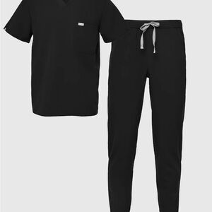 Figs Scrubs set (Black Scrub Set with Drawstring Pants)